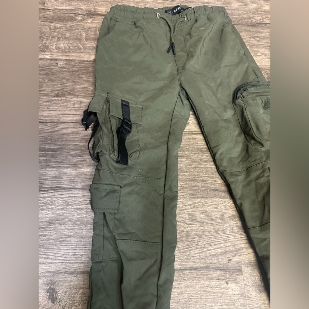 Kids Olive Green Cargo Joggers - Picture 6 of 7